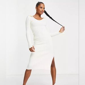 I Saw It First Petite Knit Midi Dress, ecru, size 4